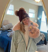 Love Your Melon Burgundy Monochrome Rose Foil Double Pom Beanie Review