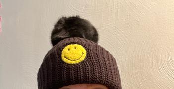 Love Your Melon SMILEY® Chenille Patch Black Pom Beanie Review