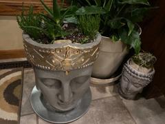 Riverbend Home 17 Polyresin Buddha Head Planter with Crown - Gray/Gold Review