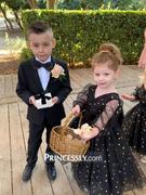 Princessly Black Gold Star Tulle V Back Long Sleeves Wedding Flower Girl Dress Review