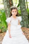 Princessly Ivory Tulle Cap Sleeves V Back Cupcake Wedding Flower Girl Dress with Train Review