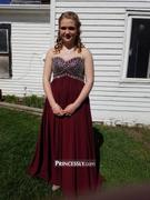 Princessly Strapless Sweetheart Wine Red Beaded Chiffon Long Prom Dress Review