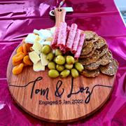 LilyCraft Cutting Board. Engraved Wedding Gift. Personalised Round Wooden Cheese Board Couples Gift. Review