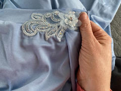 Aleemahs LA-407: Lace Applique 3D Pale Blue with Pearls, Rhinestones and AB Crystals Review