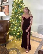 Emprada Perza Burgundy Off Shoulder Velvet Gown Dress Review