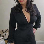 Emprada Yola Black Plunge Ruched Dress Review
