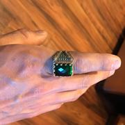 silverbazaaristanbul 925 Sterling Silver Faceted Heavy Emerald Stone Mens Ring Review