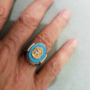 silverbazaaristanbul Lion Style Sapphire and Turquoise Stone Luxury Mens Ring Review