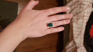 Discovered Emerald Banquette Shape 925 Sterling Silver Nickel-Free Ring,May Birthstone,Gift for her Review