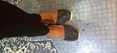 Kate from Shoeq Micro Espadrille Wedge in Midnight Glitter Review
