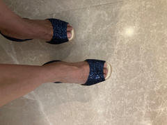 Kate from Shoeq Classic Espadrille Wedge in Navy Glitter Review