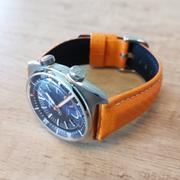 WatchObsession Hirsch CARBON Embossed Water-Resistant Leather Watch Strap in ORANGE Review