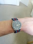 WatchObsession NATO Watch Strap in BLUE / RED Motorsport Stripes with Polished Buckle & Keepers Review