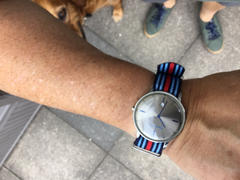 WatchObsession NATO Watch Strap in BLUE / RED Motorsport Stripes with Polished Buckle & Keepers Review