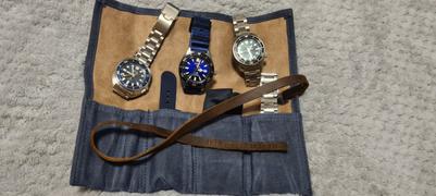 The Sydney Strap Co. Navy & Taupe Waxed Canvas & Velvet Watch Roll - Four Slots Review