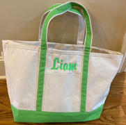 The White Invite Large Canvas Monogrammed Boat Tote Bag w Zipper Review