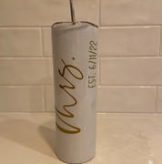 The White Invite Personalized Skinny Tumbler with Lid and Straw Madina Font Review