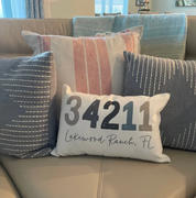 The White Invite Zip Code Personalized Farmhouse Pillow Review