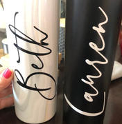 The White Invite Personalized Skinny Tumbler with Lid and Straw Madina Font Review