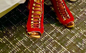 Yami Dance Shoes Chantel Red & Gold LU Review