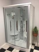 US Bath Store Mesa 54 x 35 x 85 Clear Tempered Glass Freestanding Walk In Steam Shower With Left-Side Door Configuration, 3kW Steam Generator and 12 Acupuncture Water Body Jets Review