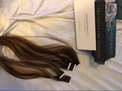 AmazingBeautyHair Tape In Hair Extension P #4/#12 Medium Brown Highlights Golden Brown Review