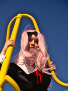 Uwowo Cosplay UWOWO Kagura-sama: Love is War Fujiwara Chika Cosplay Wig 50cm Blunt Bangs Wavy Light pink Hair Matte Synthetic Heat Resistant Fiber Review