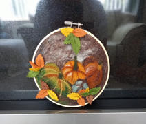The Crafty Kit Company Painting with Wool Needle Felting Kit | Pumpkins in a Hoop Review