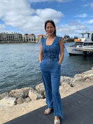 QUEEN THE LABEL Shaper Denim Jumpsuit Wide Leg - Dark Blue Wash Review