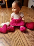 Pixie Faire Victoria Gets a Valentine! 8 Baby Doll Knitting Pattern Review