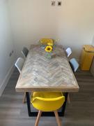Handmade by Kontrast Herringbone Dining Table -  grey wooden chevron table with box metal legs Review
