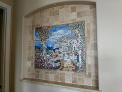 Reseña del mural de mosaico decorativo con vista al mar de la Toscana de Mozaico