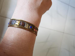 NepaCrafts Product Om Mane Mantra Carved Copper Bracelet with Blue Coral, Cuff Bracelet for Meditation Review