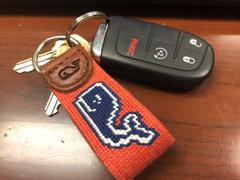 Country Club Prep Vineyard Vines Classic Whale Needlepoint Key Fob in Melon by Smathers & Branson Review