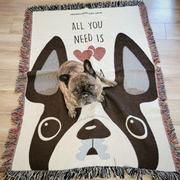 French Bulldog Love ALL YOU NEED IS LOVE & A FRENCHIE - Woven Blanket - 100% Cotton Review