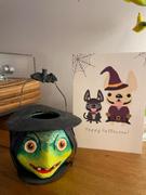 French Bulldog Love Witch & Cat - French Bulldog Halloween Card Review