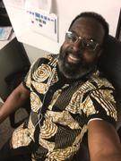 D'IYANU Olu Short Sleeve Mandarin Button-Up African Print Shirt (Black Brown Geometric) Review