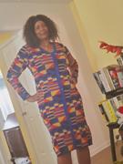 D'IYANU Afe African Print Button-Up Sweater Dress (Indigo Red Kente) Review
