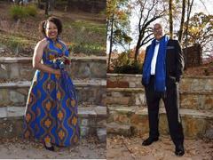 D'IYANU Ronke African Print Halter Maxi Dress (Gold Blue Motif) Review