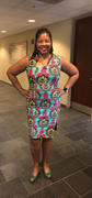 D'IYANU Abemi African Print Stretch Woven Asymmetrical Dress with Slit (Green Pink Sunrise) Review