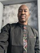 D'IYANU Ireti African Print Color-Blocked Button-Up Shirt (Black/Black Red Kente) Review