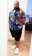 D'IYANU Deion Men's African Print Short Sleeve Button-Up Shirt (Light Blue Pink Iris) Review