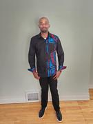 D'IYANU Abiade Men's African Print Button-Up (Black/Blue Red Tiles) Review