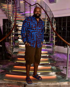 D'IYANU Chane Men's African Print Button-Up Shirt (Fig Blue Geometric) Review