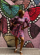 D'IYANU Anola Women's African Print Dress (Red Indigo Circles) Review