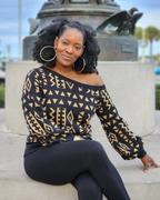 D'IYANU Hiba Women's African Print Off-Shoulder Sweater (Tan Black Tribal) Review