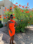 Miss Circle Jolene Orange Asymmetric Neck Cutout Detail Stretch Crepe Dress Review