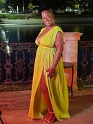 Miss Circle Valley Of Angels Lime Silk Pleated High Slit Maxi Dress Review