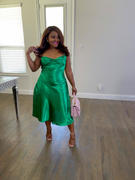 Miss Circle Montego Green Satin Side Slit Dress Review