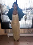 Miss Circle Gene Gold Ruched Off Shoulder Chiffon Dress Review